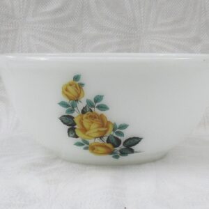 Vintage Phoenix Opalware Yellow Rose Mixing Bowl Milk Glass 50s 60s