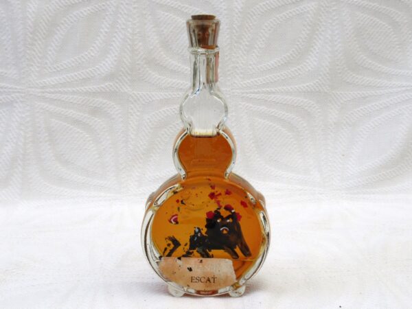 Vintage Spanish Souvenir Glass Brandy Bottle Escat Guitar Shaped 70s 80s