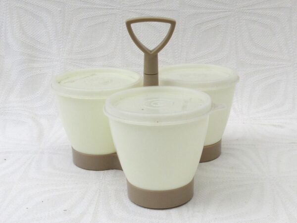 Vintage Tupperware Preserve Jam Pickle Pots Lidded with Stand 70s 80s