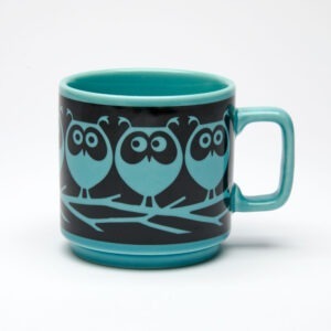 Magpie x Hornsea Mug Owls on Branch Teal Image