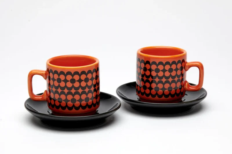 Magpie x Hornsea Espresso Set of 2 Repeat Flower Orange from Rachel's Vintage & Retro