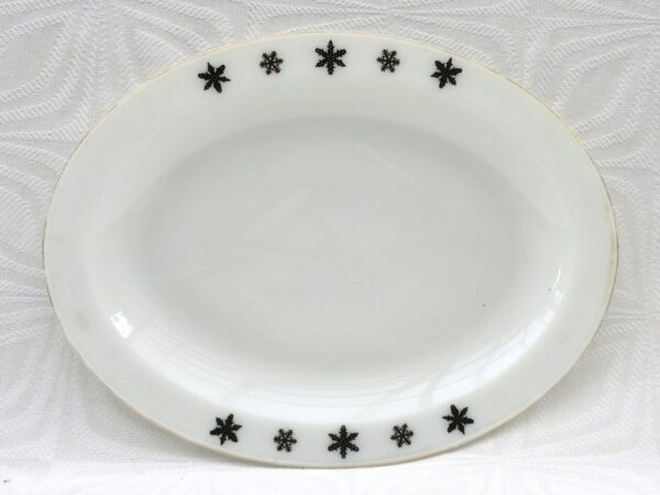 Vintage JAJ Pyrex Gaiety Snowflake Oval Plate Serving Platter Xmas 1950s