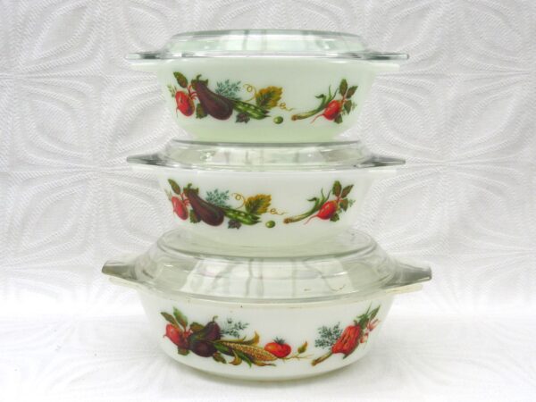 Vintage JAJ Pyrex Market Garden Lidded Casserole Dishes 60s 70s - Choose Size