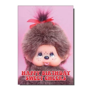 Vintage Toy Monkey Sweet Cheeks Greetings Card from Bite Your Granny