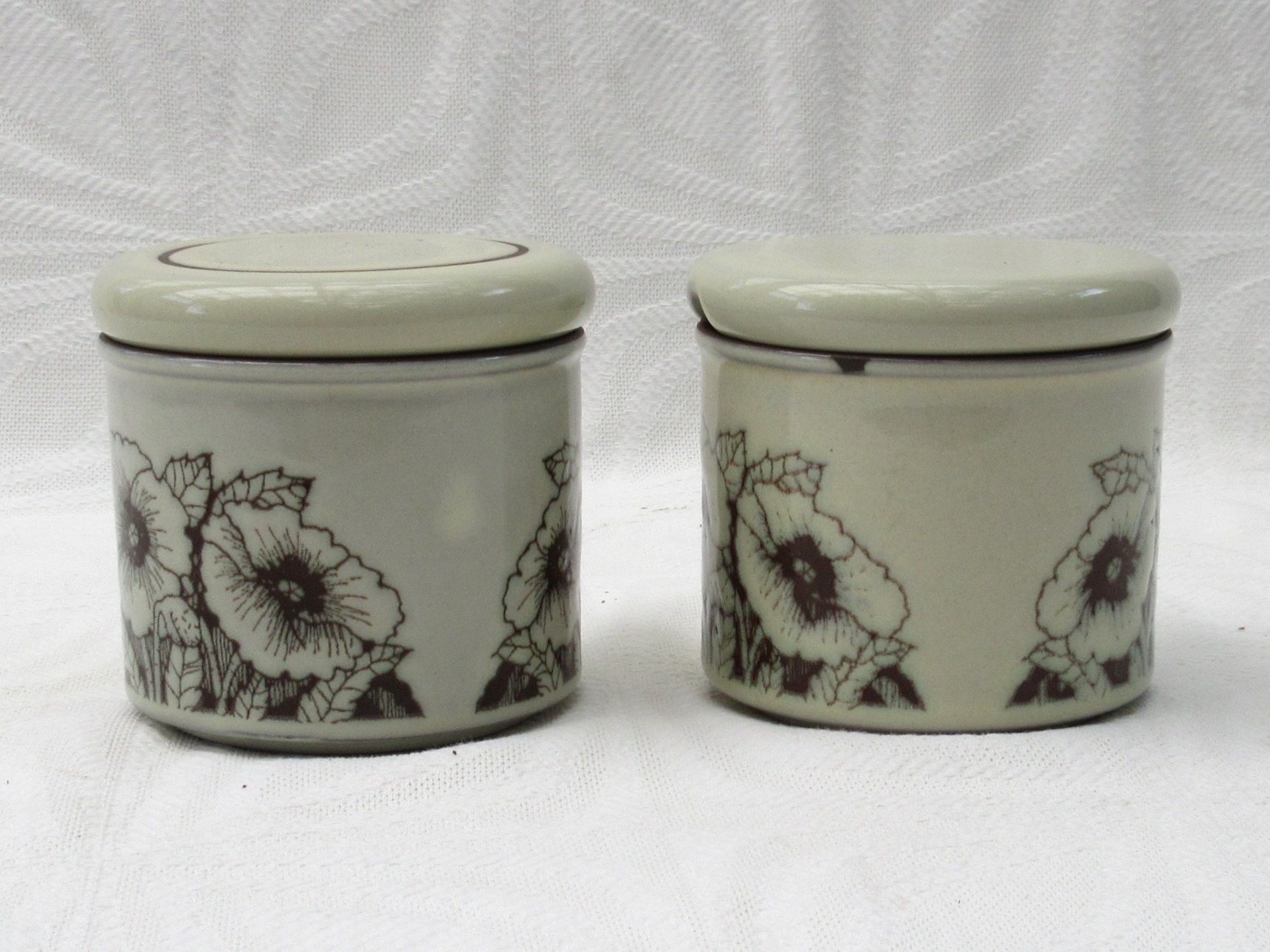 Vintage Hornsea Pottery Cornrose Preserve Jars Pots Lidded Pair 70s 80s - Image 2