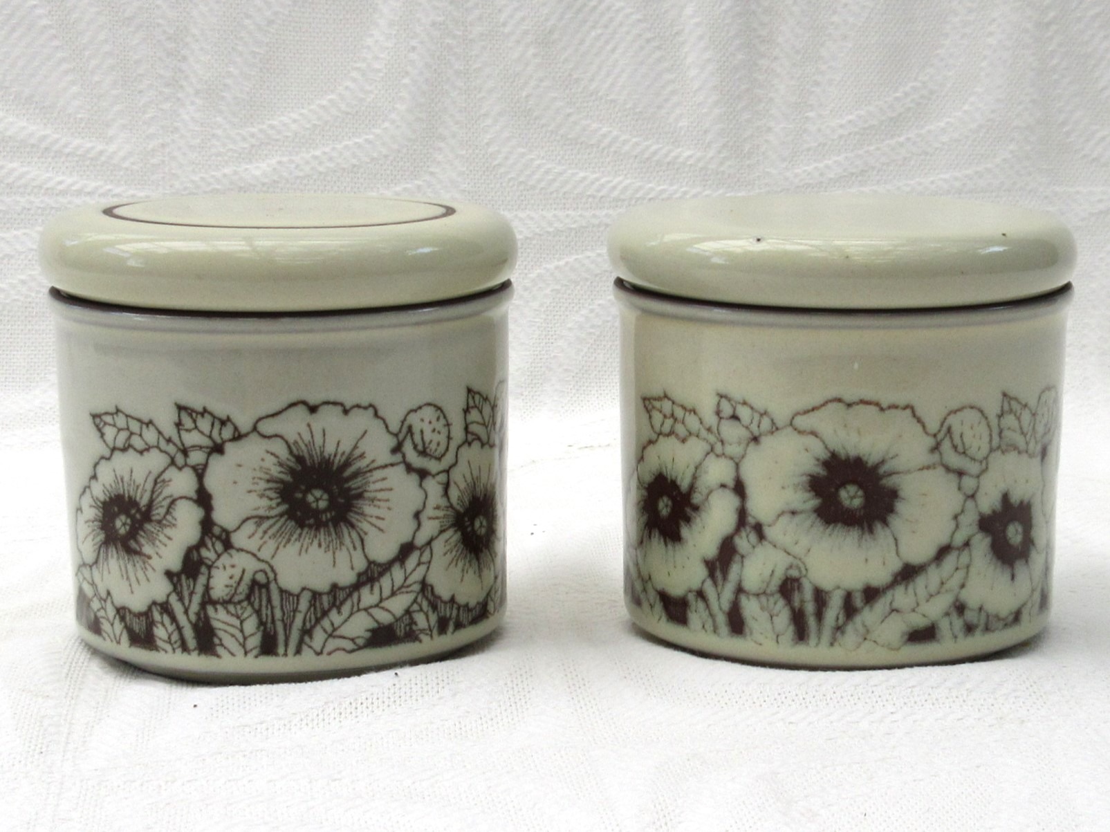 Vintage Hornsea Pottery Cornrose Preserve Jars Pots Lidded Pair 70s 80s - Image 3