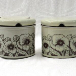 Vintage Hornsea Pottery Cornrose Preserve Jars Pots Lidded Pair 70s 80s Photo