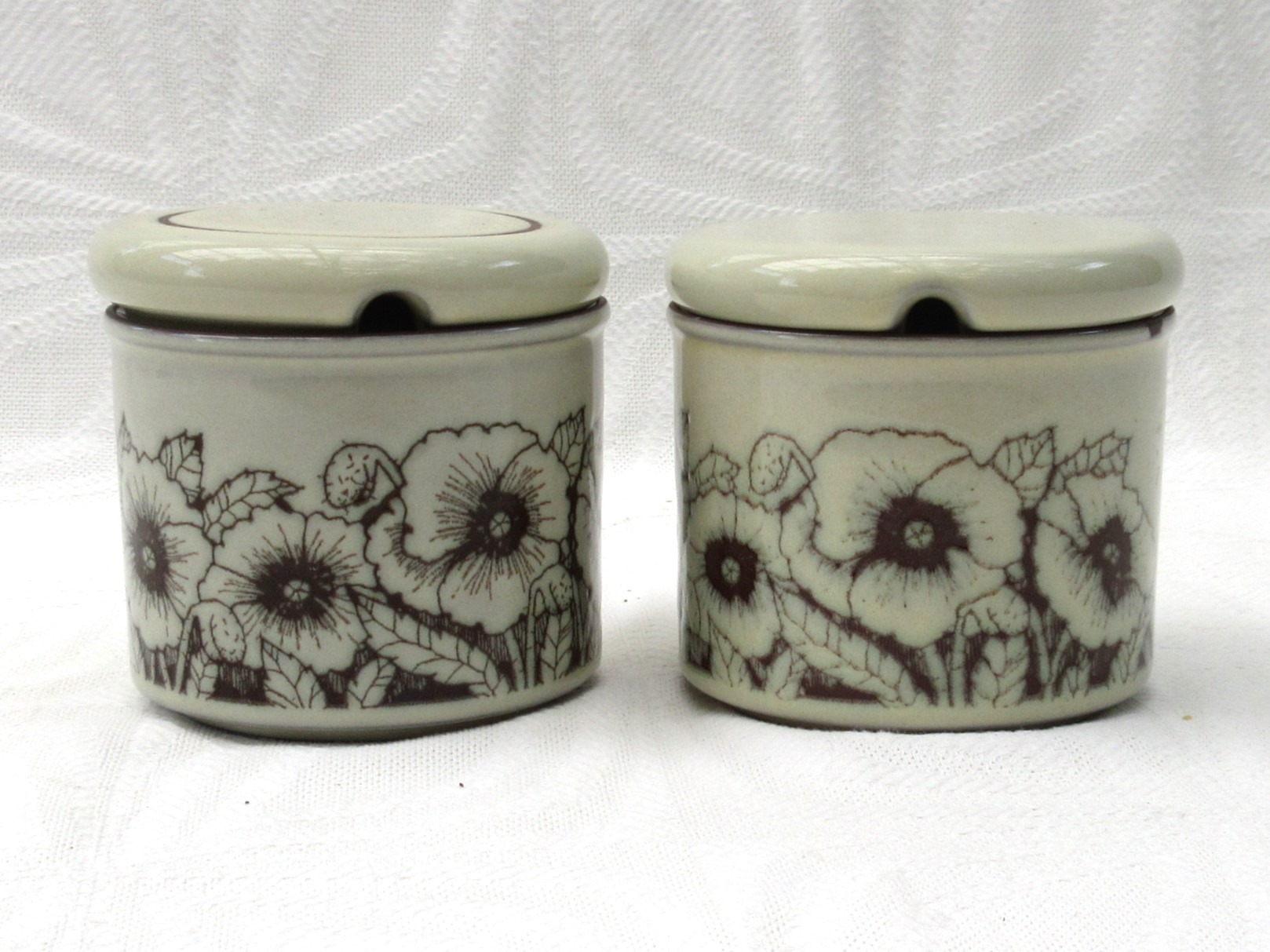 Vintage Hornsea Pottery Cornrose Preserve Jars Pots Lidded Pair 70s 80s Photo