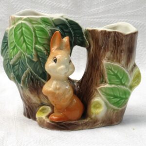 Vintage Hornsea Pottery Fauna Double Bud Vase 25 Mould Rabbit Tree 1960s Photo