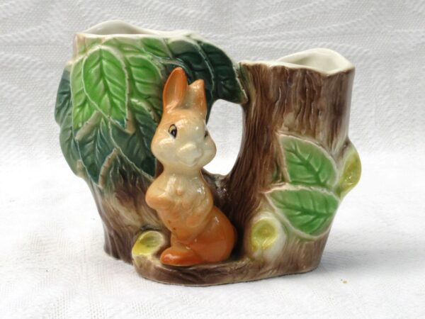 Vintage Hornsea Pottery Fauna Double Bud Vase 25 Mould Rabbit Tree 1960s Photo