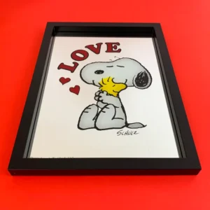 Vintage Style Peanuts Snoopy Love Framed Mirror 1970s