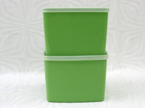 Vintage Tupperware Mint Green Small Storage Tubs Containers x2 60s 70s Image