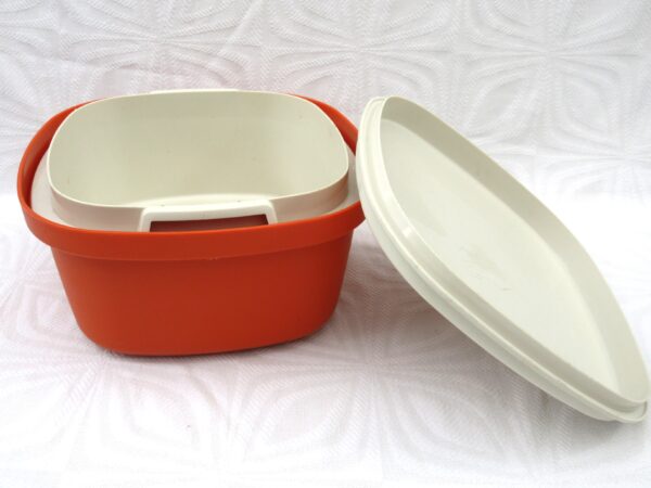 Vintage Tupperware Orange White Multi Server Rice Steamer Cooker 70s 80s Image