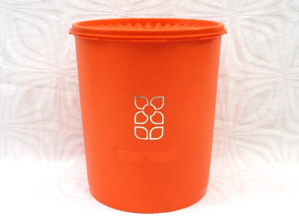 Vintage Tupperware Orange Servalier Large Storage Container Fan Lid 70s 80s Image