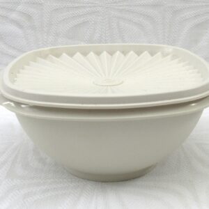 Vintage Tupperware White Servalier Storage Container Square Fan Lid 70s 80s Image