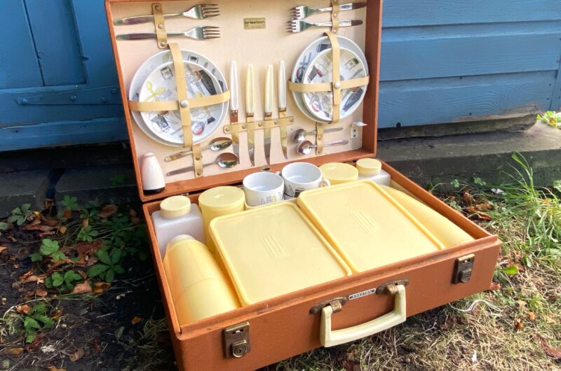 Vintage Brexton Cased Picnic Set Fiesta Barker Bros Royal Tudor Ware 1950s Image