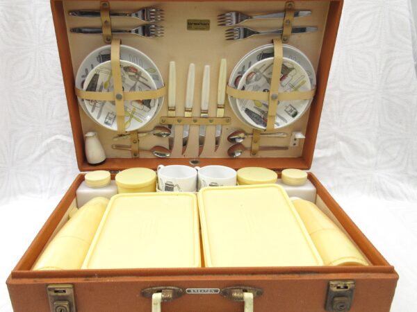 Vintage Brexton Cased Picnic Set Fiesta Barker Bros Royal Tudor Ware 1950s Image