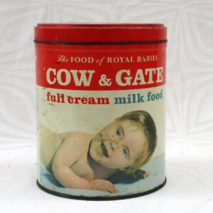 Vintage Cow and Gate Dried Milk Tin Babies Food Advertising 50s 60s Image