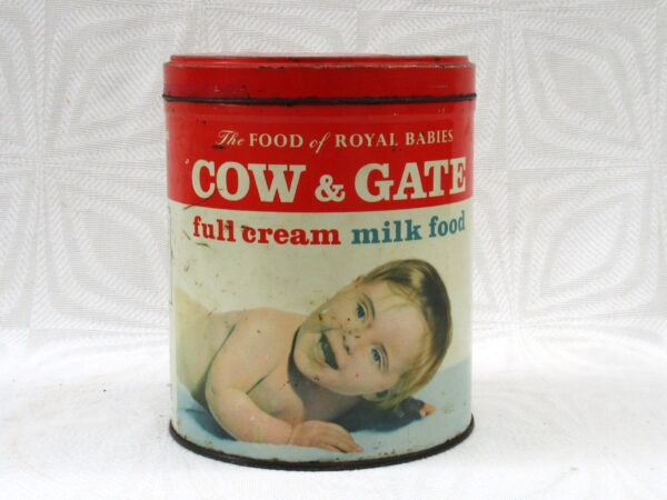 Vintage Cow and Gate Dried Milk Tin Babies Food Advertising 50s 60s Image