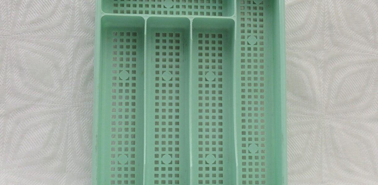 Vintage Cutlery Tray Mint Green Plastic 70s 80 Kitchenalia Image