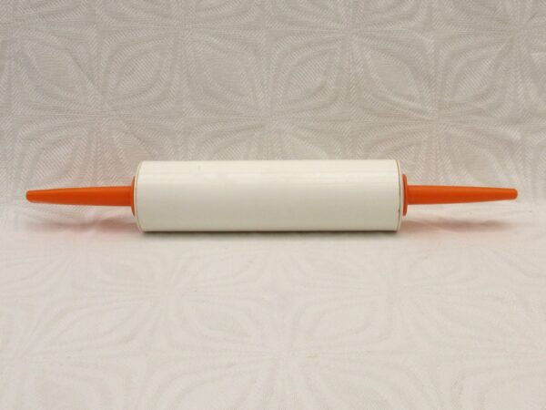 Vintage Geida Plastic Rolling Pin White Orange Handles 1970s Image