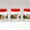 Vintage Italian Milk Glass Tea Coffee Sugar Containers Orange Green Leaf 1970s - Image 2