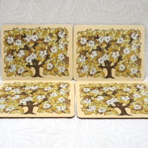 Vintage Marks Spencer Place Mats x4 Magnolia Tree Melamine 1970s Image