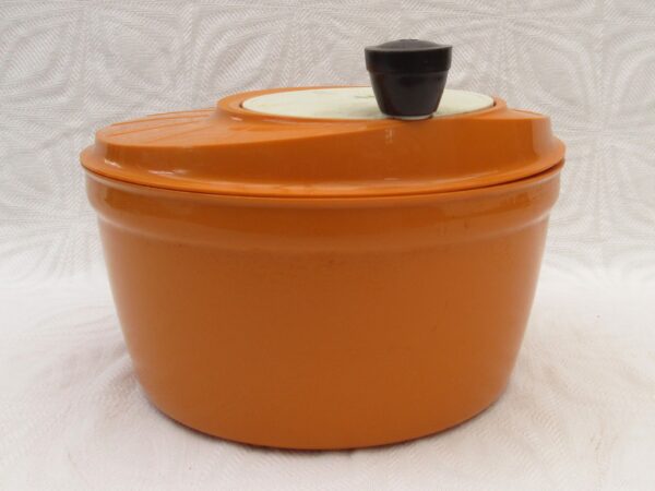 Vintage Moulinex Orange Rotary Salad Spinner 1970s Image