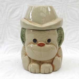 Vintage Mount Clemens Monkey Cookie Jar Hat Lid Ceramic Pottery 1970s Image