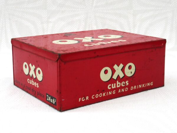 Vintage Oxo Cubes Tin Lunch Box Size Late King George VI 1950s Image