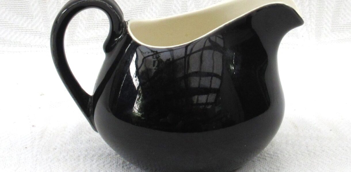 Vintage Ridgway Homemaker Milk Jug Black Glaze Woolworths 50s 60s Image