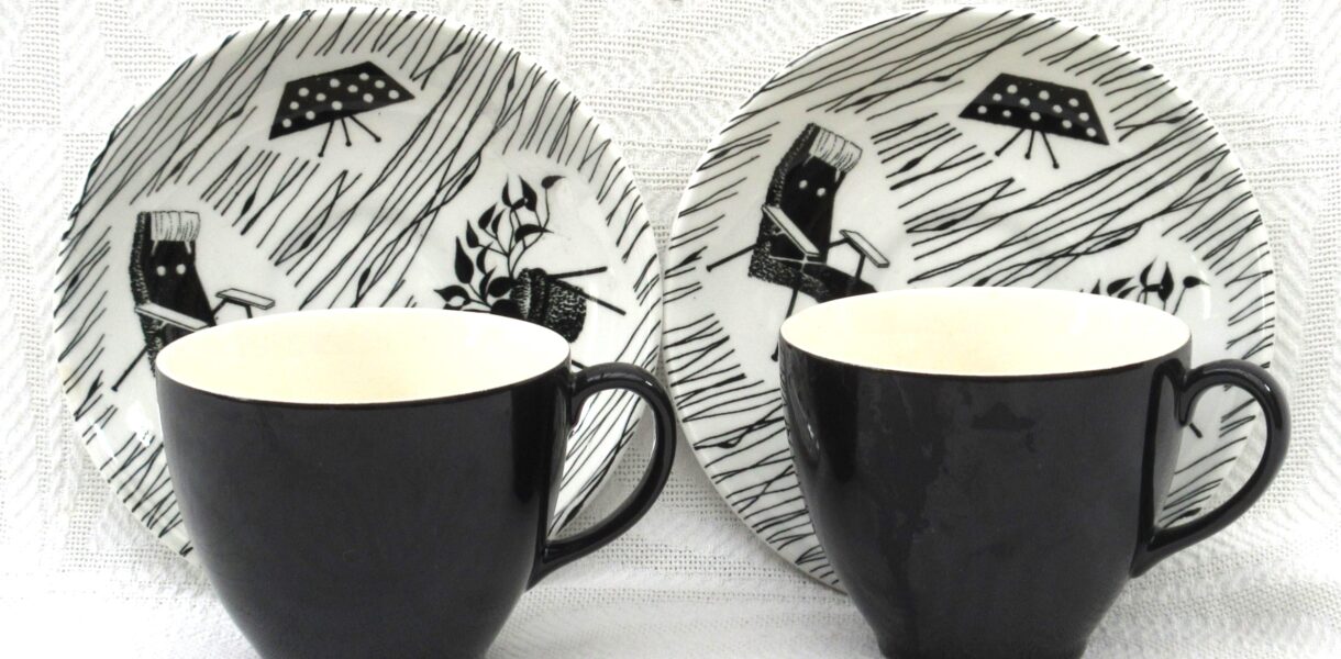 Vintage Ridgway Homemaker Mocha Espresso Cup and Saucer 50s 60s - 2 Sets Available Image