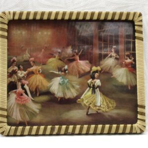 Vintage The Merry Widow Waltz Tray Glass Front Plastic Wound Edge 50s 60s Image