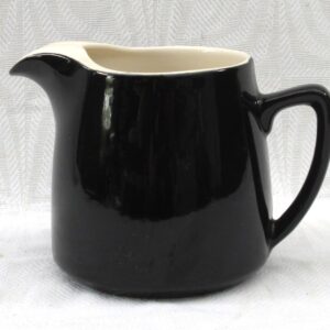 Vintage Black Glazed Jug Pitcher 1 1/2 Pint Pottery Tableware 50s 60s Image