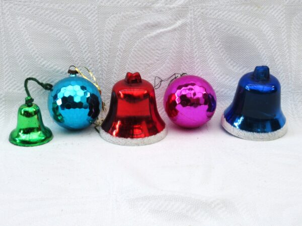 Vintage Christmas Decorations Bundle Plastic Disco Ball Bells Multicoloured 70s 80s Image