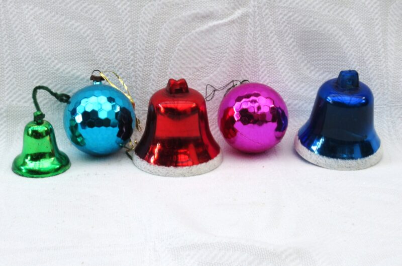 Vintage Christmas Decorations Bundle Plastic Disco Ball Bells Multicoloured 70s 80s Image