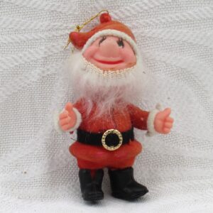 Vintage Christmas Decorations Flock Gnome Elf Hanging Ornament 70s 80s Image