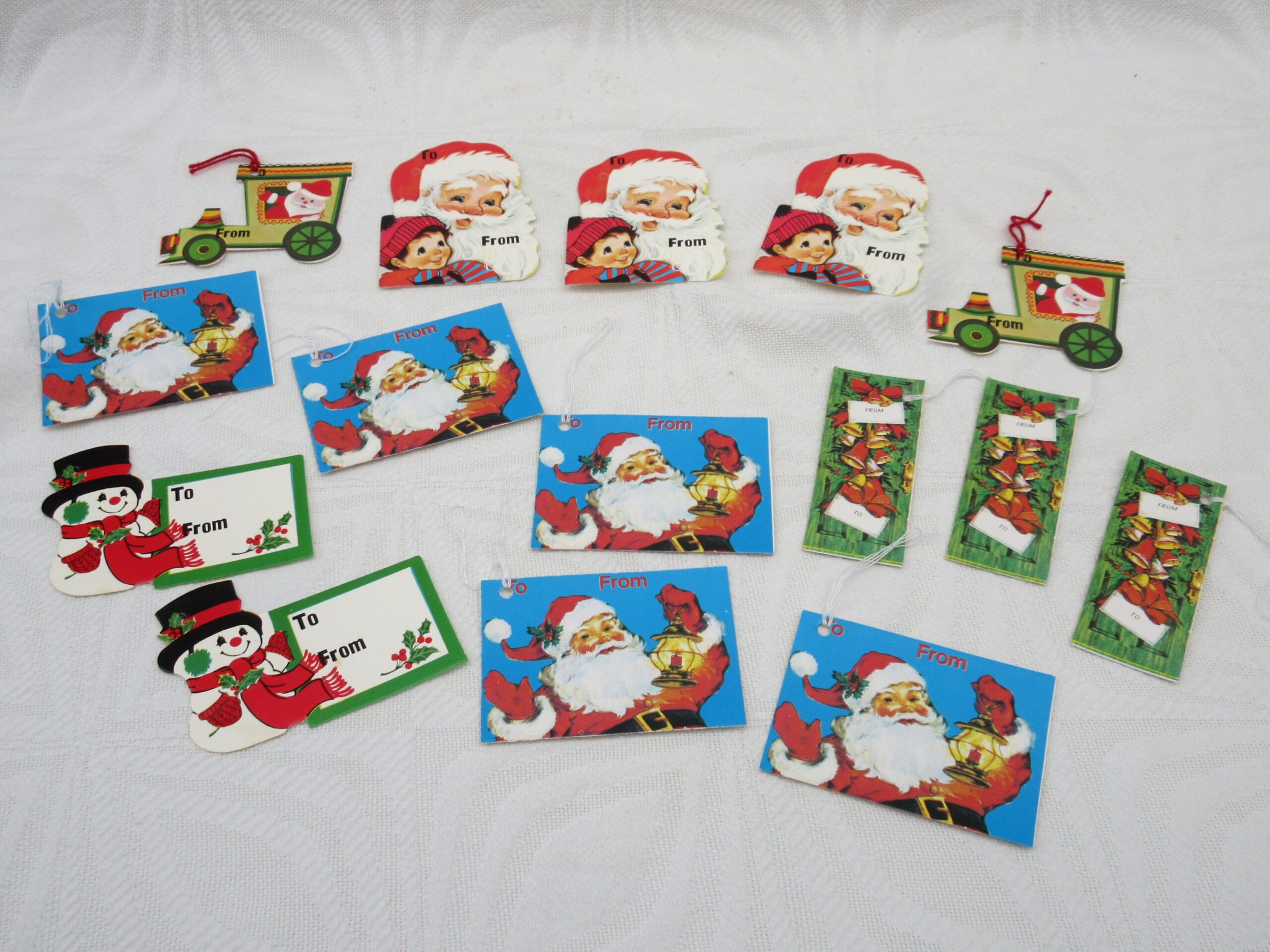 Vintage Christmas Decorations 15 Gift Tags Original Unused 70s 80s - Image 3