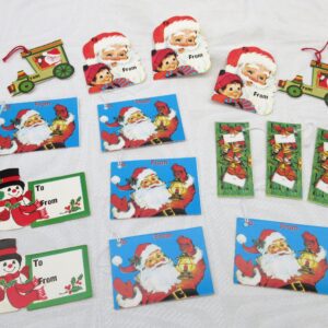 Vintage Christmas Decorations 15 Gift Tags Original Unused 70s 80s Image