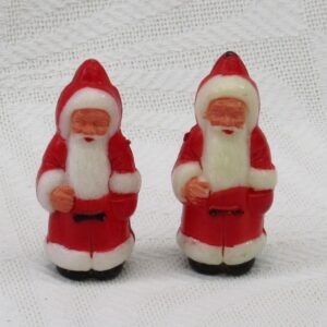 Vintage Christmas Decorations Plastic Santa Pencil Toppers Pair 70s 80s Image