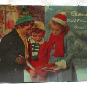 Vintage Christmas Tin Cadburys Milk Chocolate Biscuits 50s 60s Image