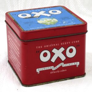 Vintage Oxo Tin 1985 Diamond Jubilee 48 Square Cube Size 80s Image