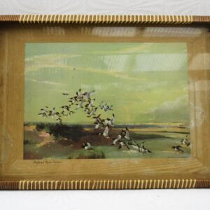 Vintage Tray with Handles Vernon Ward Oyster Catchers Plastic Woven Edge 50s 60s Image