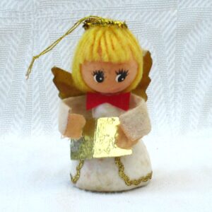 Vintage 70s Christmas Decorations Angel Choir Singer Hanging Ornament Image