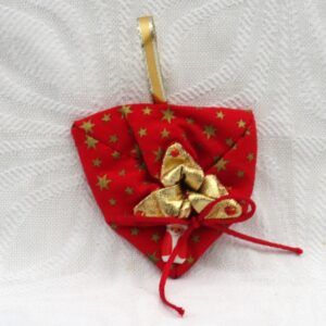 Vintage 90s Christmas Decorations Hanging Fabric Santa's Sack Ornament Image