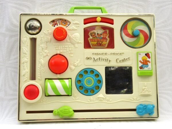 Vintage Fisher Price Toys Activity Center Cot Baby Toy Made in Belgium 1970s Image