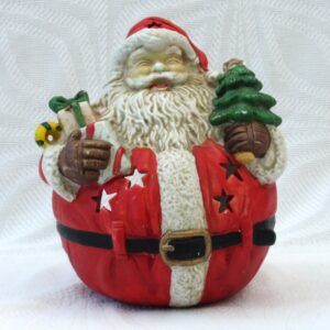 Vintage Gisela Graham Christmas Decorations Santa Tea Light Holder Ceramic Image