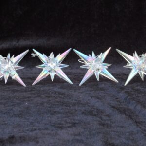 Vintage Style Christmas Decorations Iridescent Starburst Crystal Hanging Ornaments x4 Image