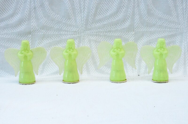 Vintage Style Christmas Decorations Wind Up Angels x4 Glow in the Dark Image