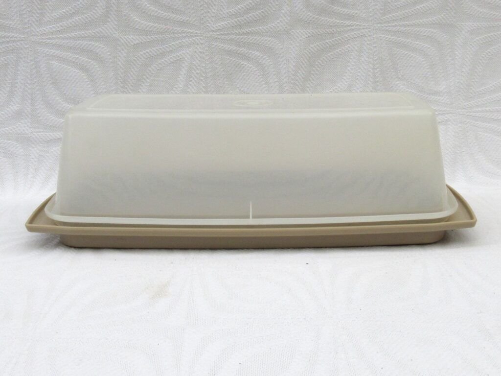 Vintage Tupperware Beige Rectangular Cheese Storage Container 70s 80s